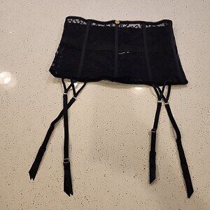 Jette High Waisted Lace Garter Belt Black 8 / 10 M Boned
